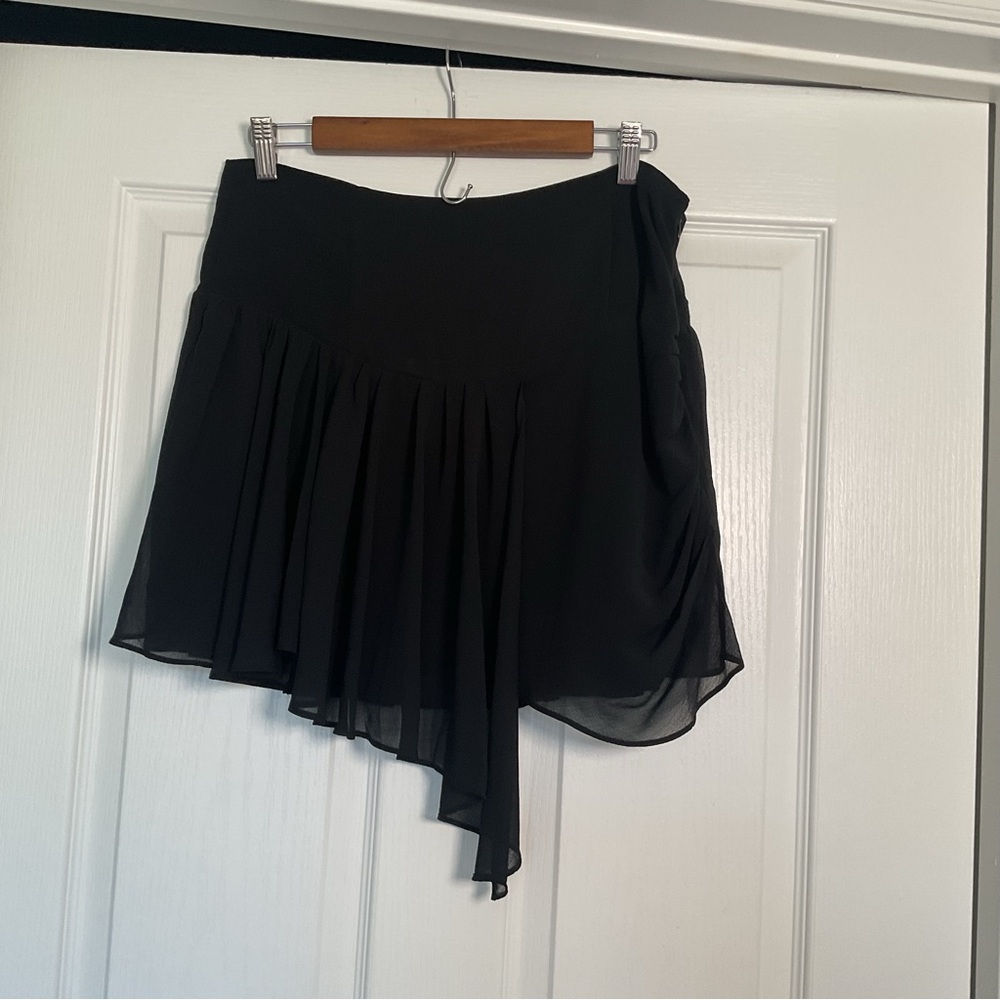 Free People Black Asymmetric Pleated Mini Skirt
